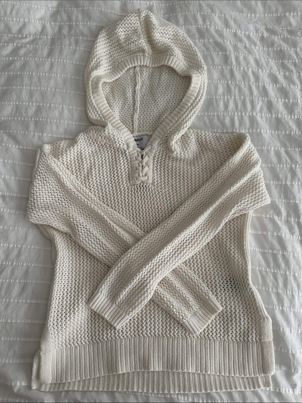 Cream Hooded Knit Sweater